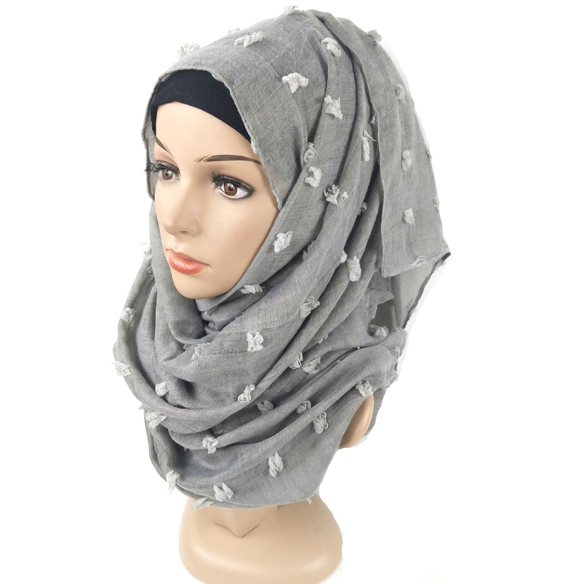 Baumwolle binden-färben Jacquard Ball Muslimischen Hijabs Kopftuch Arabischen Frauen schlicht Schals wickelt Malaysia Lange Schal Islamischen Hijab 180x90cm: 1