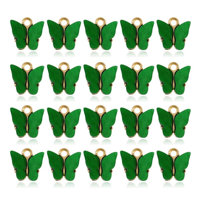 20 stk farverige akryl sommerfugl charms vedhæng halskæde armbånd smykker gør wxte: Grøn