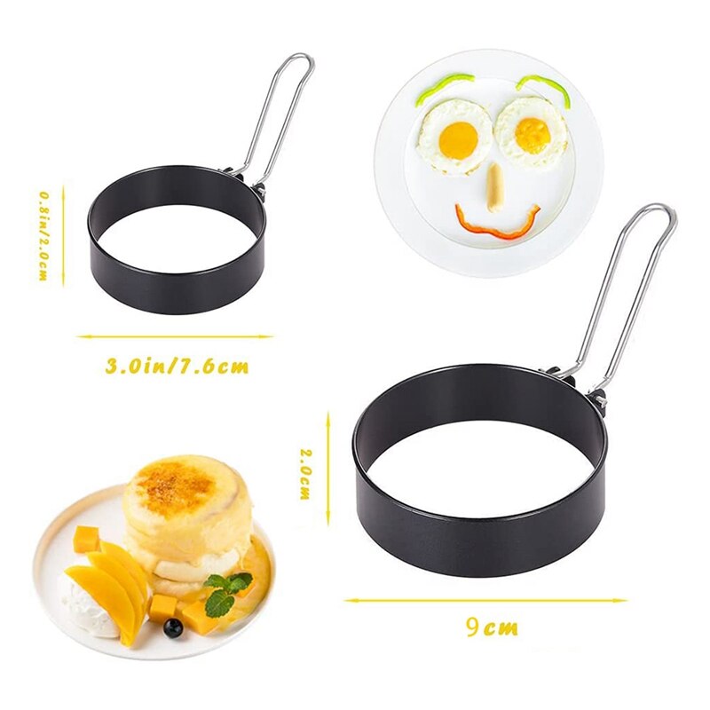 5 Pack Non-stick Ei Ringen Voor Bakplaat, Frituren Ei Maker Mallen, ei Ringen Voor Frituren Koken Eieren, Ontbijt, Sandwich,Etc