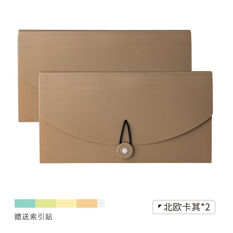 Sac de rangement de Classification à 13 couches, sac d'orgue, dossier de facture, sac de Document, sac de rangement de facture, petit dossier, papeterie de bureau: B khaki 2pcs