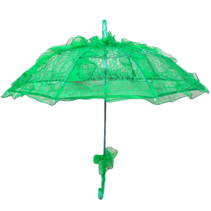 Farverig bryllup brude paraply gammel western romantisk manuel åbning fleur parasol flæser indretning blonde paraply  d30: Grøn