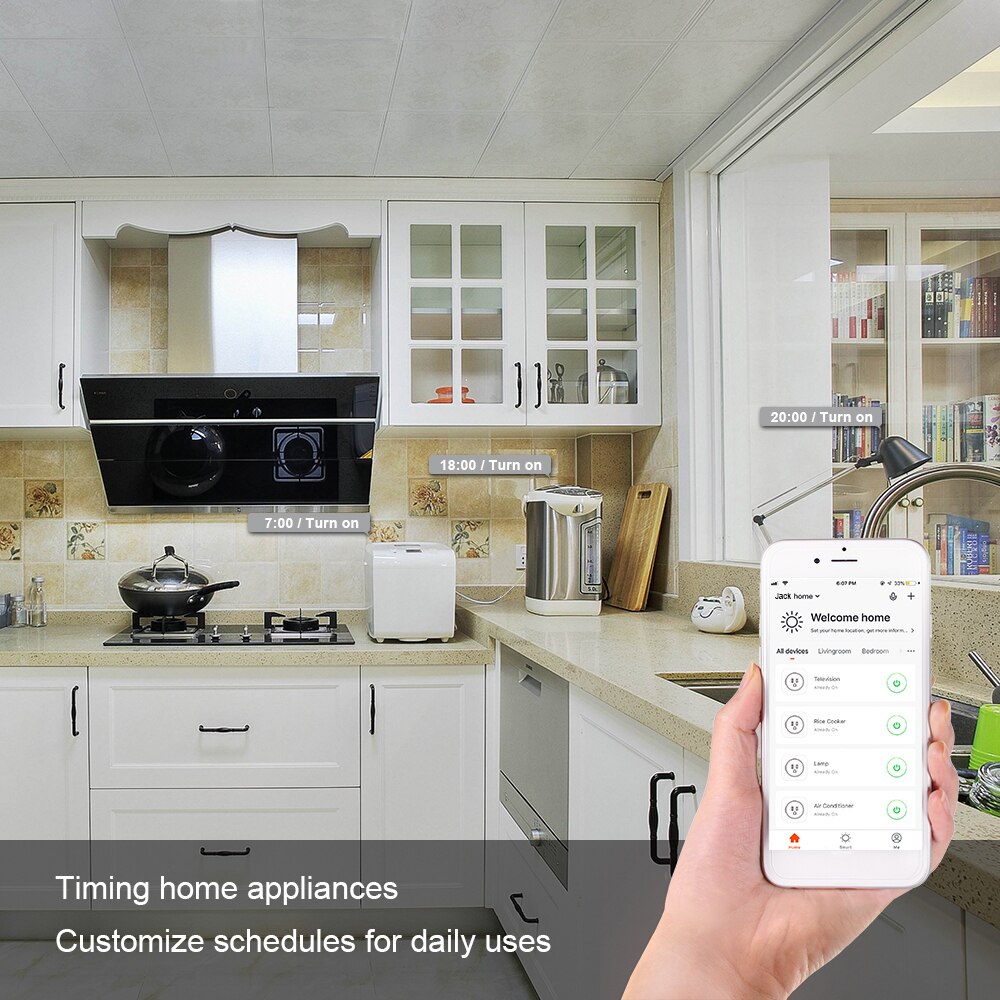 Wifi trådløs smart stikkontakt med google home alexa stemmestyring timing tænd/sluk energiovervågning eu stik 16a