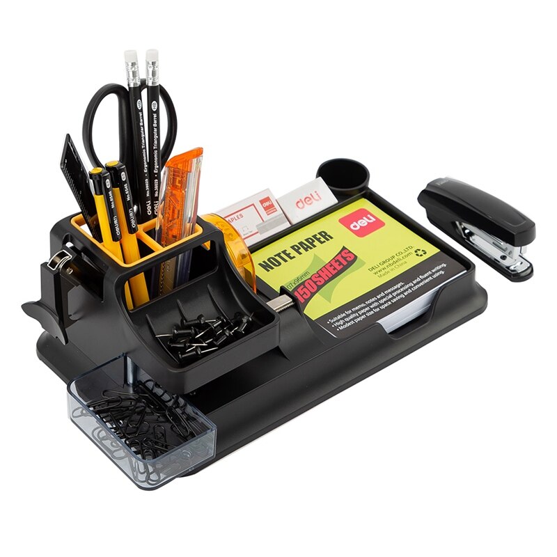 For Deli 38252A Desktop Organizer Office Storage Set 17 Piece Set Black