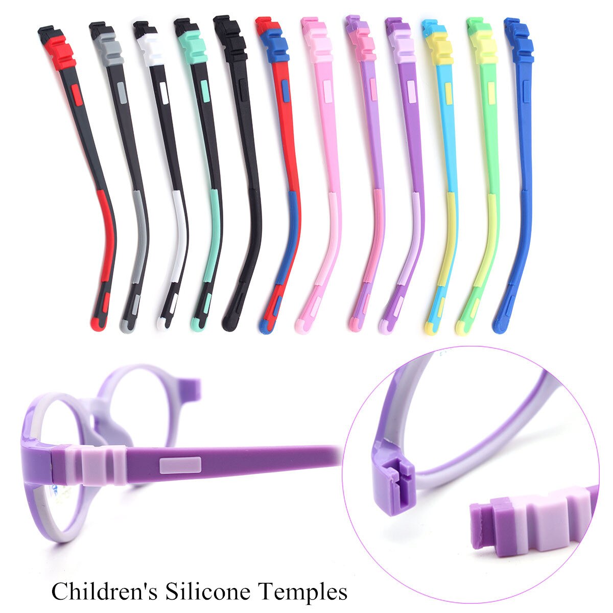 Gafas de silicona para niños, patillas de silicona de colores a presión, varios colores opcionales, accesorios para niños, novedad de