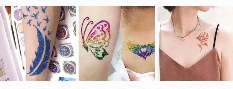 108 stk airbrush glitter tatovering stencil album kvinde barn tegneskabelon, lille sød blomst sommerfugl tegneserie henna tatovering stencil