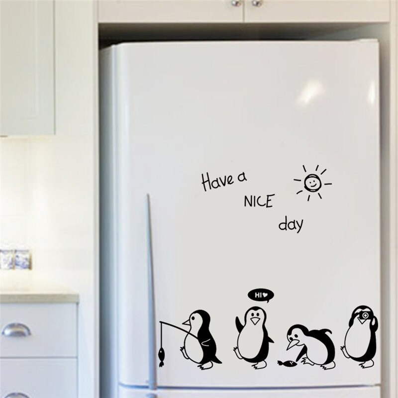 Kakuder Cartoon Muurstickers Voor Kinderen Kamers Hebben Een Mooie Dag Pinguïn Stickers Op De Muur Koelkast Decoratie Muur Decor stickers