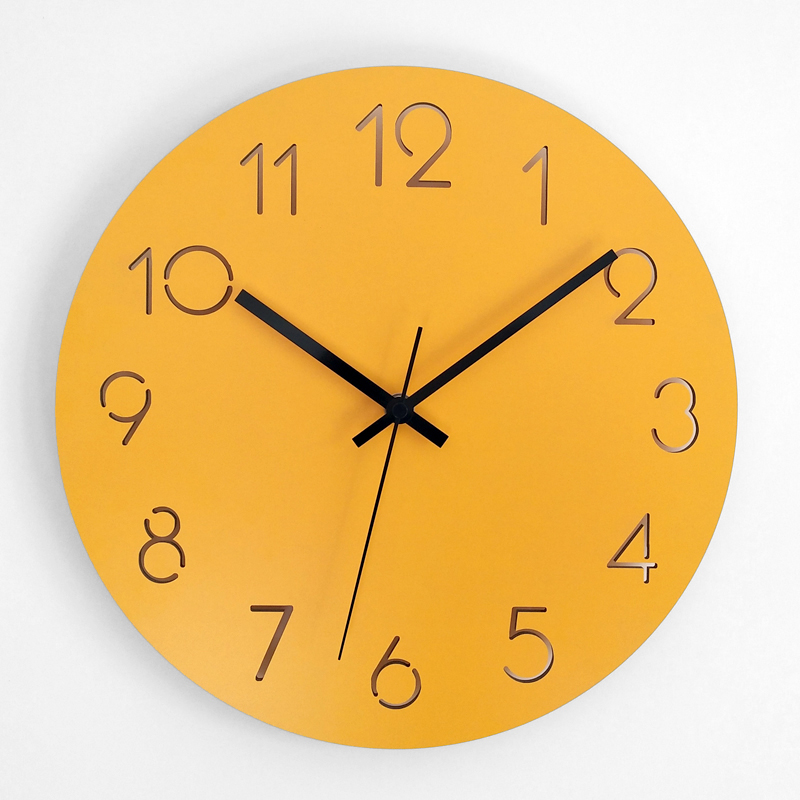 nordisch Große Wanduhr Zauberstab Uhr Holz Moderne Wohnzimmer Schlafzimmer Stille Gelb Uhren Büro Küche Pendule Wandbild Dekor Saat: Stil 6 / 12Zoll (30.5CM )