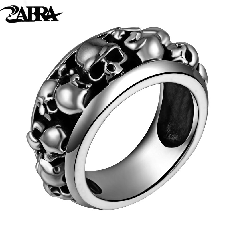 Gothic 925 Sterling Silber Ring für Männer mit Viele Schädel Jungen Vintage Coole Punk Stil Thai Silber Skeleton ringe Band