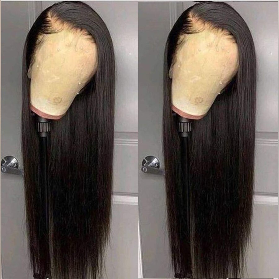 Przedziałek z boku koronki przodu peruki długie peruki syntetyczne proste naturalne gęstości czarna peruka z prostymi włosami włókno termoodporne włosy peruki