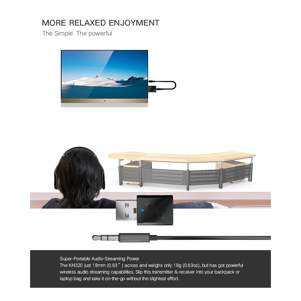 Novo bluetooth-compatível 5.0 receptor de áudio transmissor mini estéreo aux rca usb 3.5mm jack para tv pc carro kit adaptador sem fio