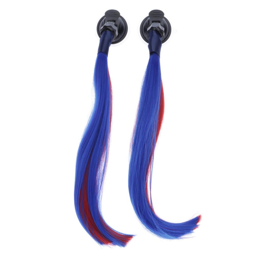 Helm Pigtail Motorhelm Paardenstaart Fietshelm Pruik Haar Staarten: Red Blue
