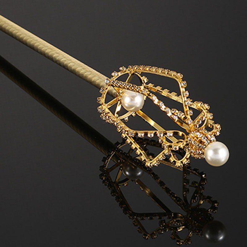 Bling krystal scepter tryllestav guld / sølv farve tiaras og kroner scepter konge dronning bryllupsfest fest kostumer håndholdte rekvisitter