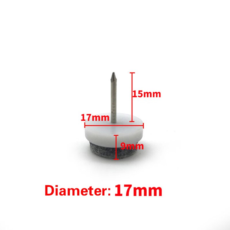 30Pcs Stoel Tafel Meubilair Been Bodem Voeten Nail Protectors Antislip Houten Vloer Protector Vilt Mat Pad nail: 17mm White