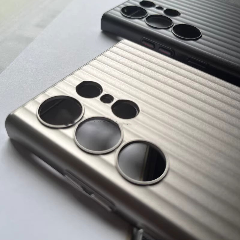 Ultra thin metal grating pattern phone case for Samsung Galaxy S23 Ultra S23+ Plus titanium gray shockproof matte hard cover