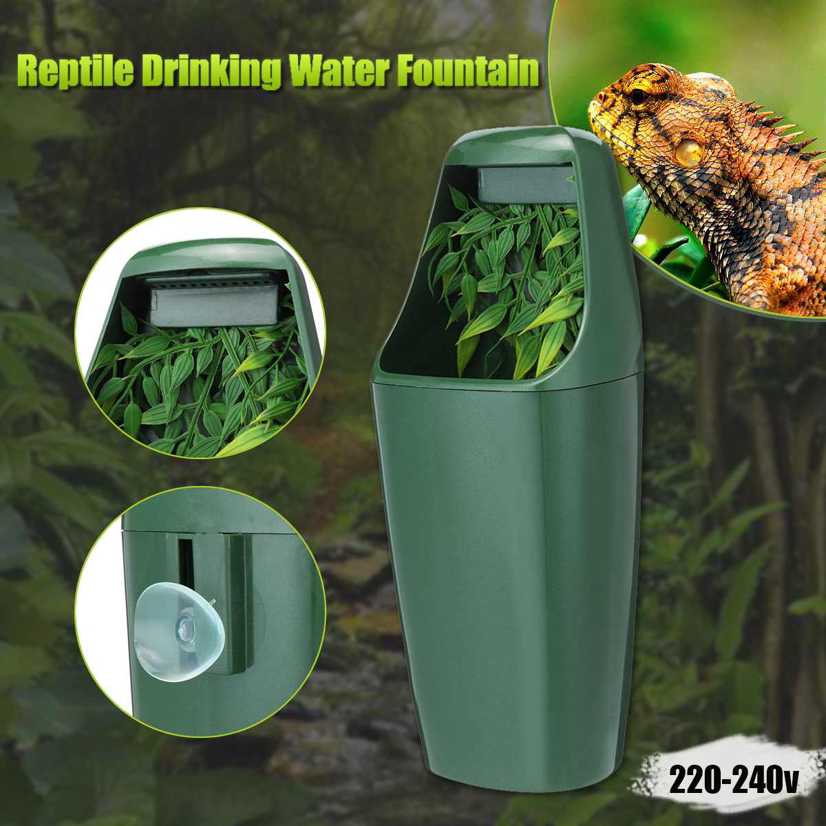 Rettile Potabile Filtro Acqua Fontana di Alimentazione Camaleonte Lucertola Distributore di Terrari Rettili Rifornimenti di Alimentazione 220-240V/ 110V AC