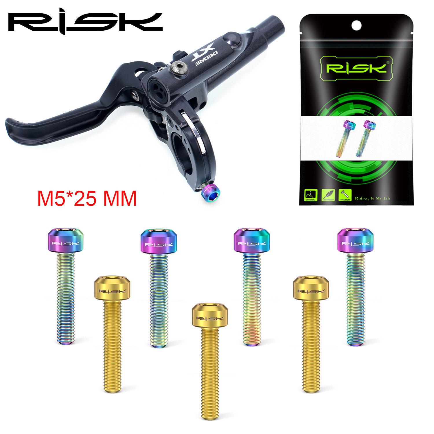 MTB Road Bike Brake Lever Fixing Bolts, M5*25mm Bicycle Screws, Ultralight Titanium Alloy Bolts For SHIMANO XT M8000 Disc Brake