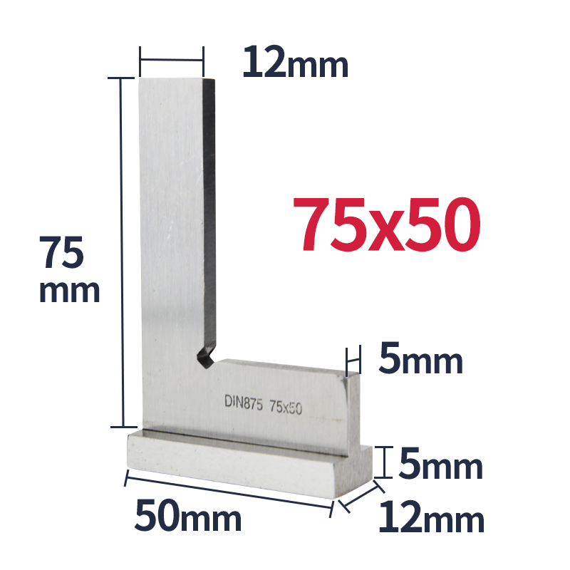 90 graders vinkel flad kant firkantet vinkel lineal træbearbejdningsværktøj snedker firkant lineal metal firkantet kulstofstål måler prøv firkantet: 75 x 50 med base 90