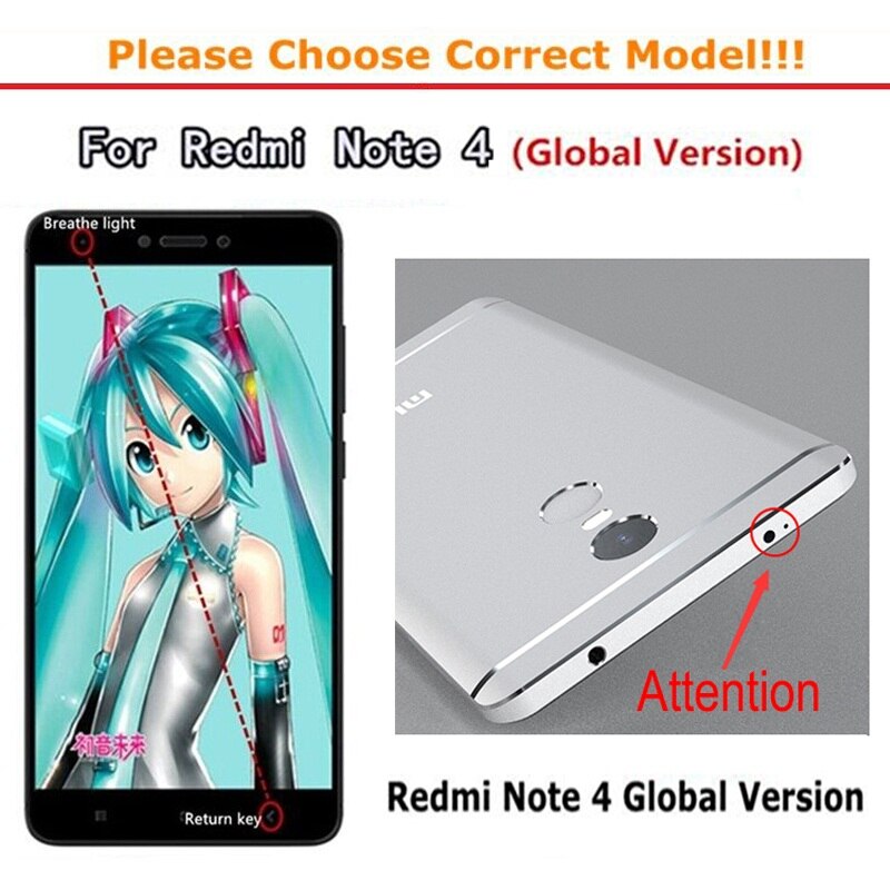 2PCS Tempered Glass For Xiaomi Mi6 Mi5 Mi5C Mi5S Mi 6 5 5C 5X 5S A1 4i Plus Case For Xiaomi Redmi 4 4A 4X Pro Note 4X 4 5A Cover: Redmi Note 4(GV)