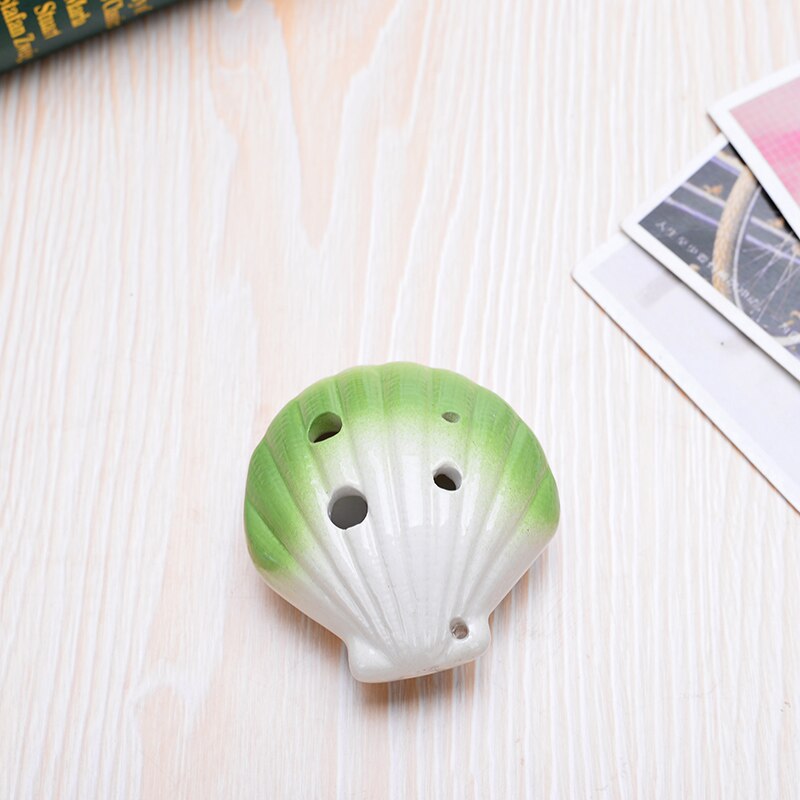 3 Kleuren Ocarina 6 Gat Shell Kleine Ocarina Alto C Tone Beginner Ocarina Toeristische Souvenir Onderwijs Speelgoed Keramische Hanger: Green
