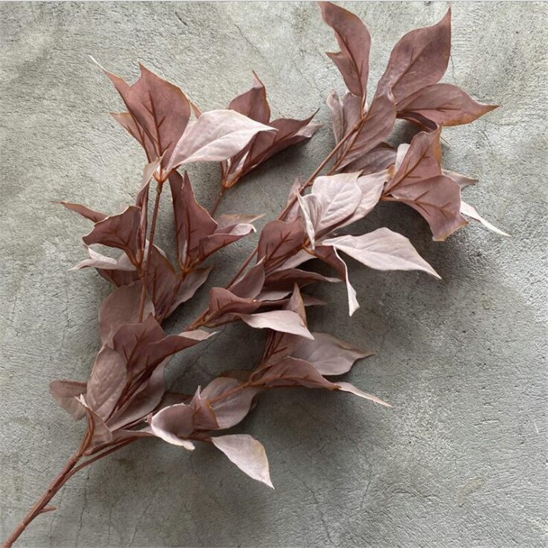 One Silk Filbert Tree Leaf Branch Artificial Hazel Greenery Plant for Green Wall Floral Decoration: autumn purple