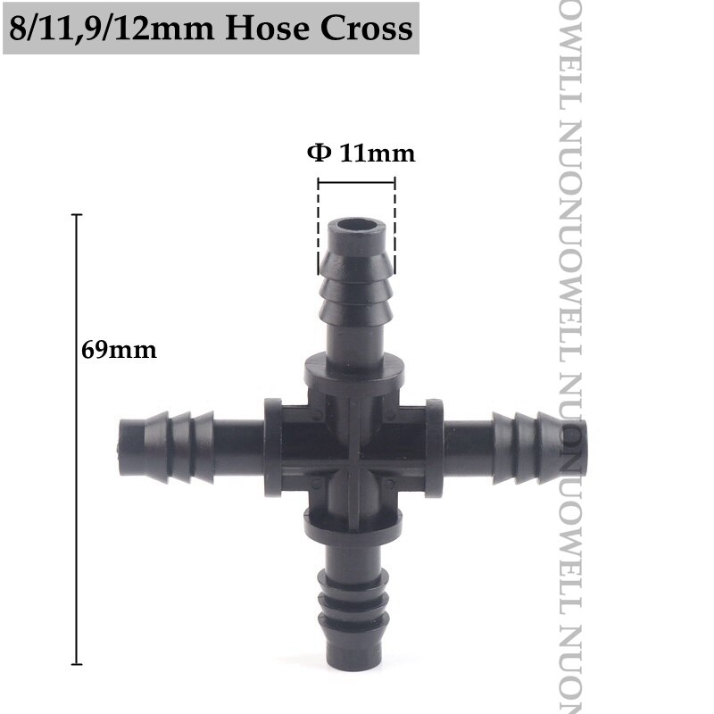 10 stk 8/11 9/12mm haveslangeforbindelser fatningstype mikrovandingssystem rørforbindelser rørsamlinger vandingsledningsfittings: 8 l 11 kryds