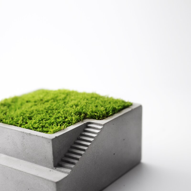 Vierkant Gebouw Met Trappen Vorm Beton Siliconen Mal Cement Klei Ambachten Succulenten Pot Gips Gips Siliconen Mallen