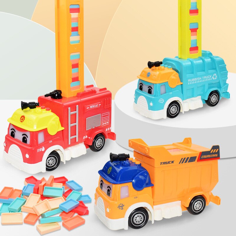 Automatische Verlegung Domino Ziegel Zug Auto einstellen Klang Licht freundlicher Bunte Kunststoff Dominosteine Blöcke Spiel Spielzeug Auto für freundlicher