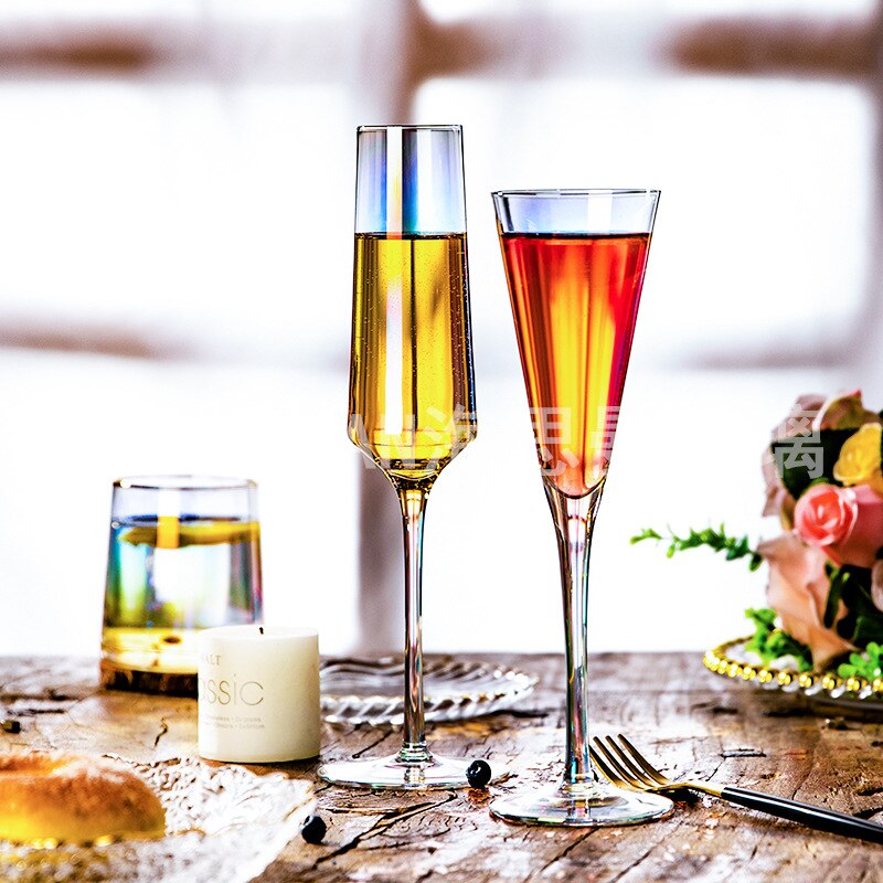 Farverige høje krystal champagneglas western restaurant champagneglas vinglas cocktailglas