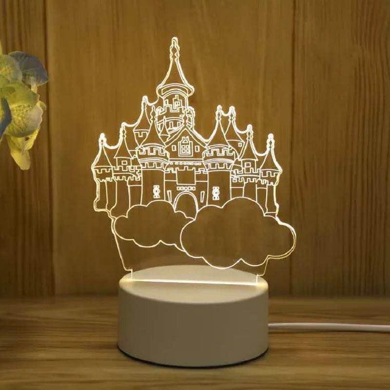 Växla 3d nattljus ledde lampsmart hem färgglada nattlampa sovrum nattduks elektronisk nattlampa: Slott