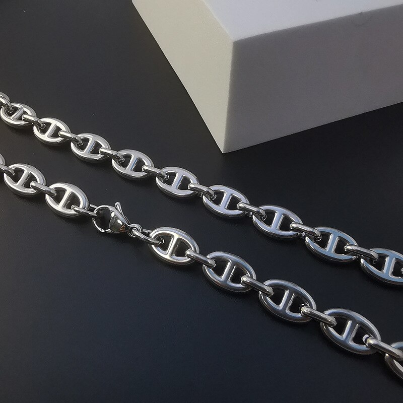 8MM 10MM w nowym stylu stal nierdzewna stalowy łańcuch ręcznie montowany naszyjnik dla kobiet mężczyzn biodro chmiel Jewlry 45CM-75CM