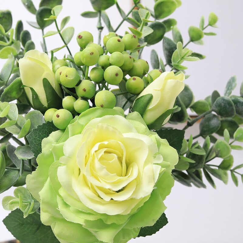 Artificial Roses Flower Bouquet Dining Table Wedding Home Wall Decoration Accessories Holding Flowers Valentine Day