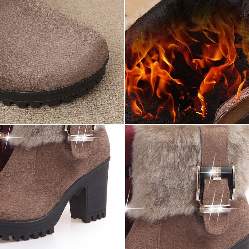 Dames enkellaarsjes winter hoge hakken zachte warme schoenen rits platform dames pumps antislip dames laarzen sneeuwlaarzen