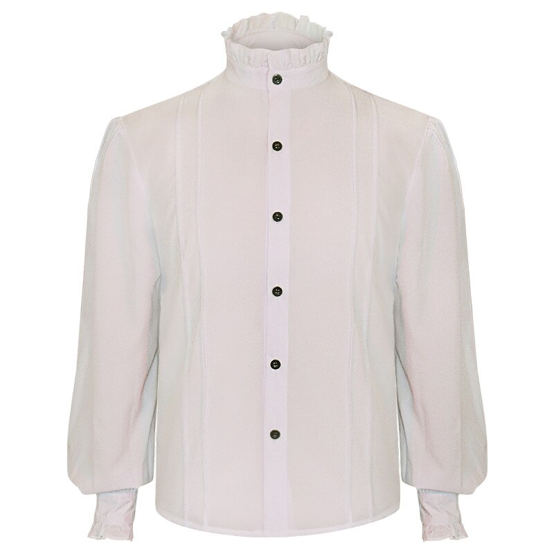 Chemise à manches longues pour homme, vêtement gothique à volants, style Vampire, médiéval, victorien, Steampunk, pour adulte, Costume d&#39;halloween: white / L