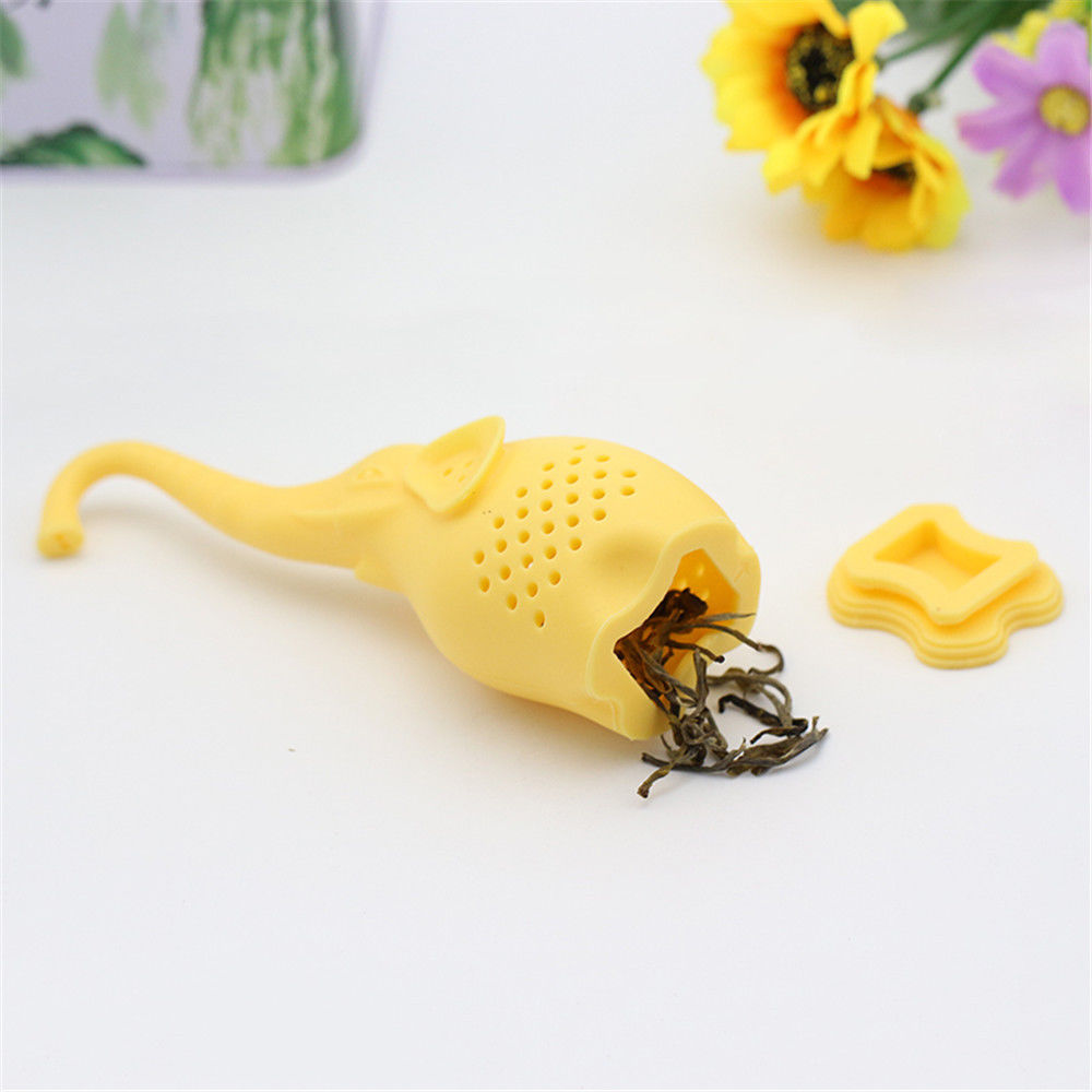 LINSBAYWU Kleine Olifant Theezeefje Siliconen Dier losbladige Thee-ei Filter Diffuser Fun Thee Accessoires: Geel