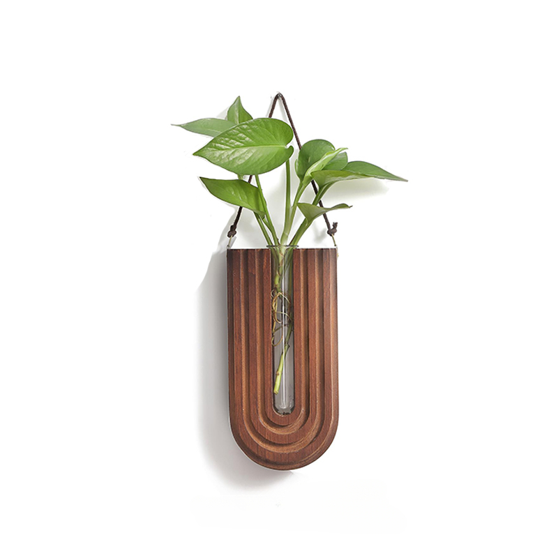 Einfache hölzerne Blumenvase Zauberstab hängende Blumentöpfe hydro ponik Pflanze Container Gestell Wohnzimmer Hausgarten Dekor Handwerk: Weiß