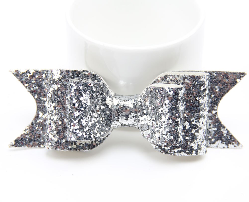 Blass Gold funkeln Bogen Haar Clip für Mädchen und Frauen Barrettes Pailletten Mädchen Bogen Clip Haar Stift Luxus Mädchen Haarnadel haar Zubehör: Silber