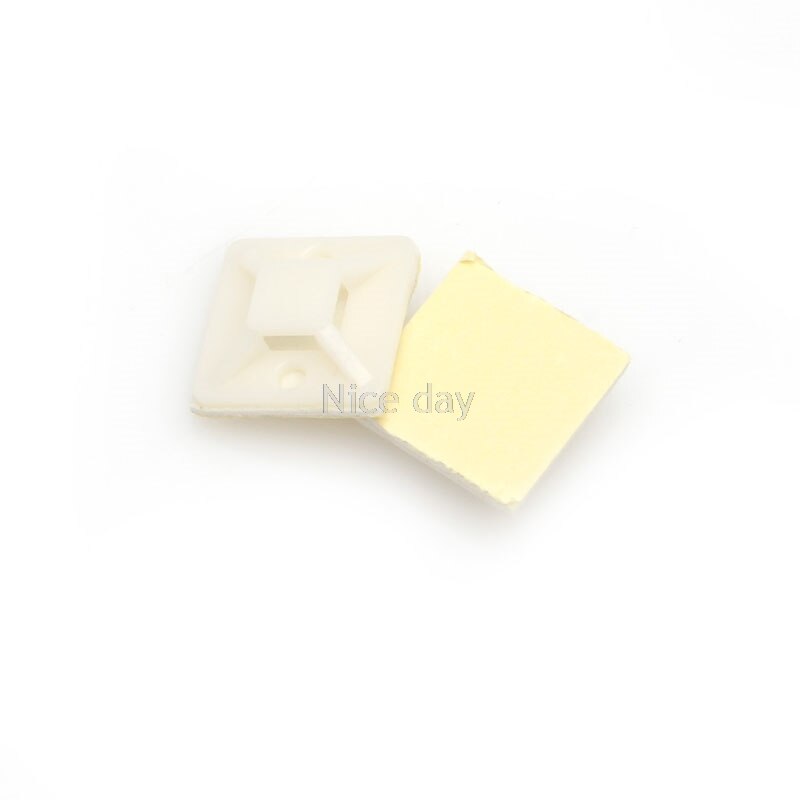 100 Pcs 20*20 Mm Nylon Auto-Adhesif Kabel Zip Cravate Montures Montage Pinces Base F16 20