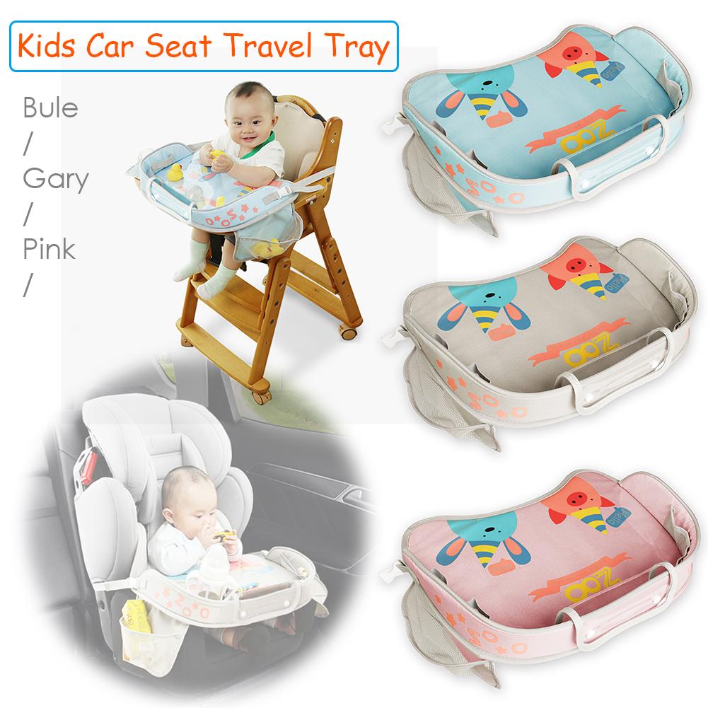 Kids Car Seat Travel Tray Peuters Organizer Grote Bekerhouder Spelen Tafel Polyester Oxford Autostoel Opslag Te Winkel