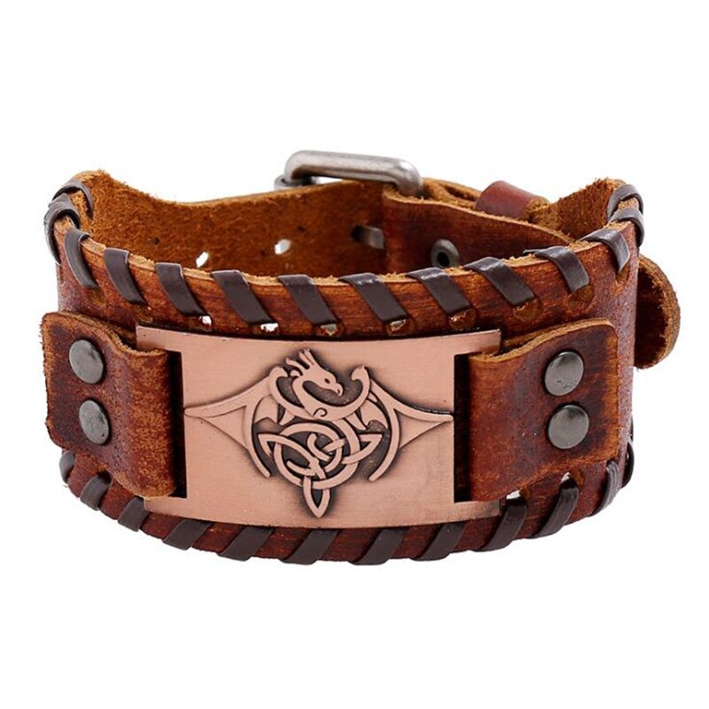 Pulsera vikinga Vintage para hombres, pulsera de Metal con imagen religiosa, pulsera ajustable para hombre, joyería: AB1