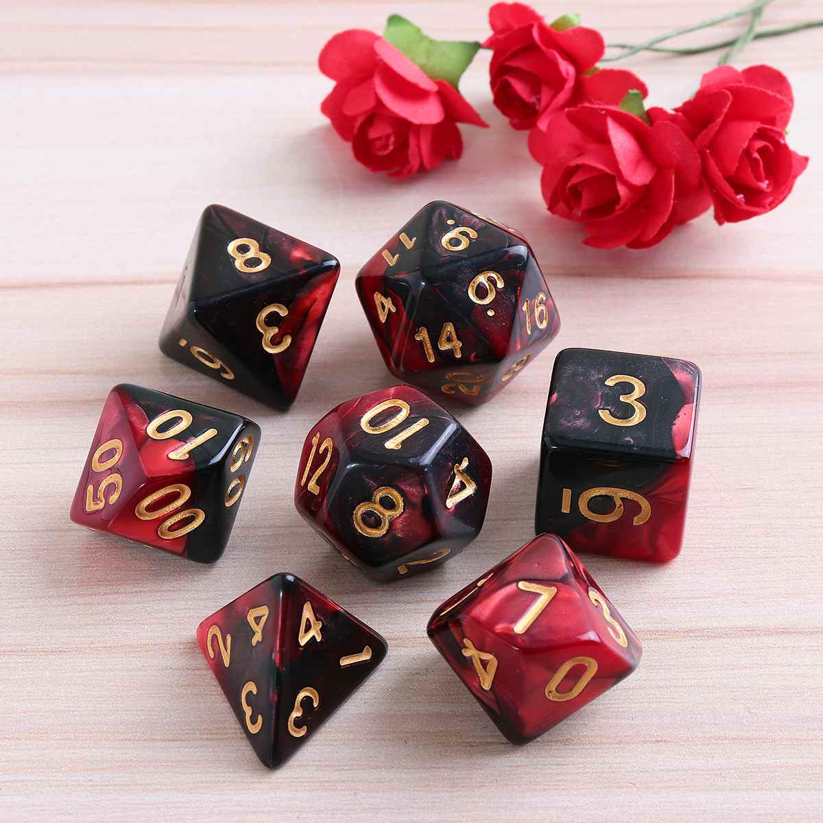 7 stuks polyhedrale acryl dobbelstenen speelgoed spel dobbelstenen rekwisieten voor dnd trpg rpg kinderen wiskunde educatieve digitale dobbelstenen met opbergzak