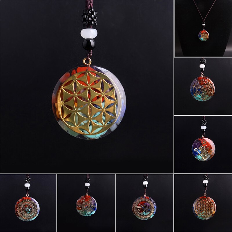 Orgone Energy Pendant Om Symbol Necklace 7 Chakra Healing Energy Necklace Meditation Jewelry Handmade