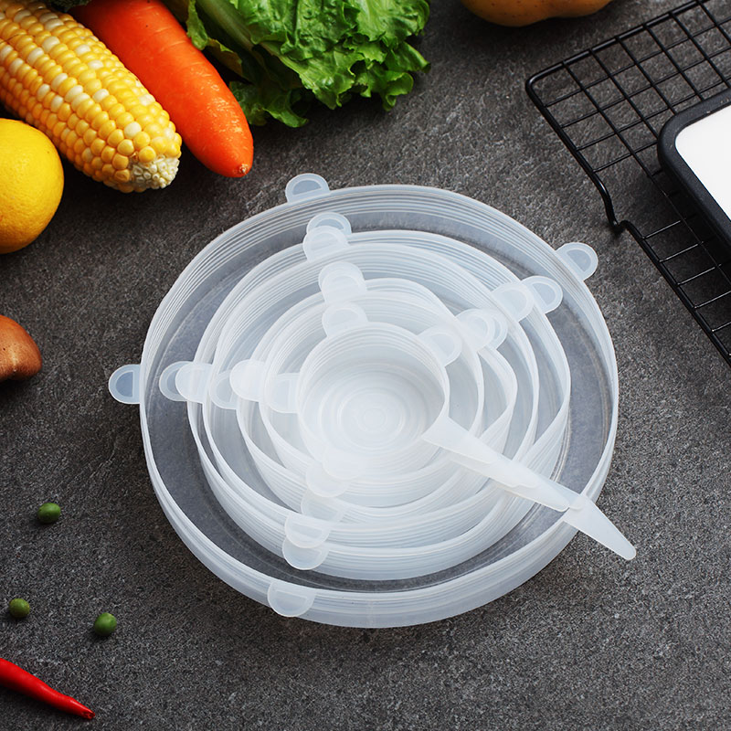 WORTHBUY, 6 uds./tapas universales de silicona para utensilios de cocina, juego de cuencos de comida, cubierta de silicona, olla, tapas para cocina elásticas reutilizables, accesorios