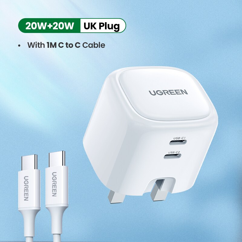 Ugreen Dual 20W Pd Usb C Lader Voor Iphone 13 12 Fast Charger Quick Charge 4.0 3.0 Opladen Voor samsung Mobiele Telefoon Oplader