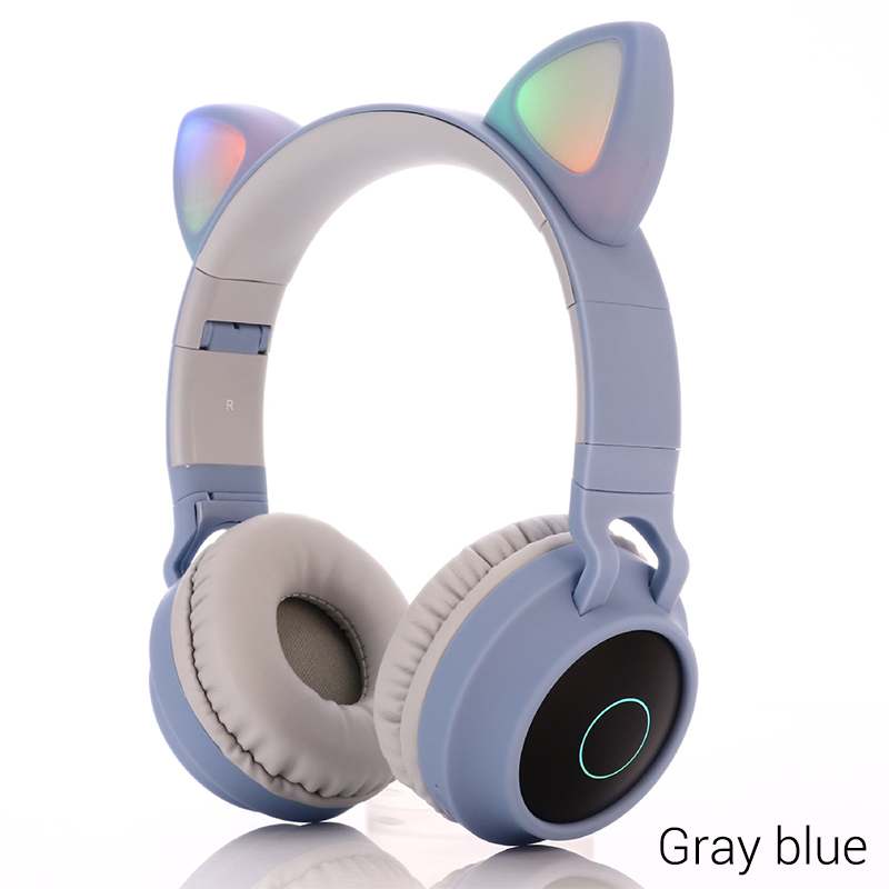 LED Cat Ear Noise Cancelling Headphones Bluetooth 5.0 Young People Kids Headset Support TF Card 3.5mm Plug With Mic