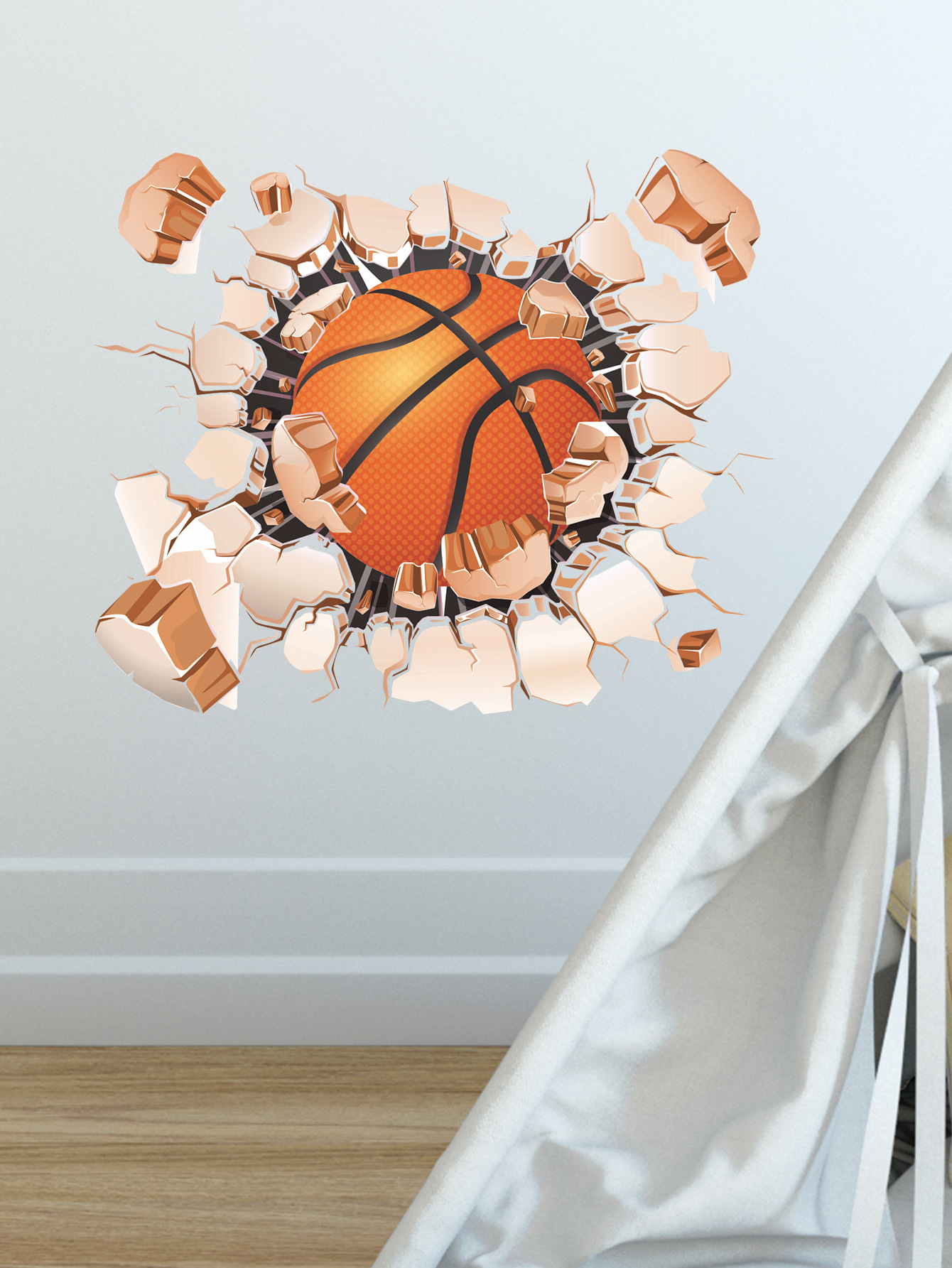 3d knækkede væg sport basketball børn soveværelse hjem væg baggrund dekoration wall stickers selvklæbende værelse indretning