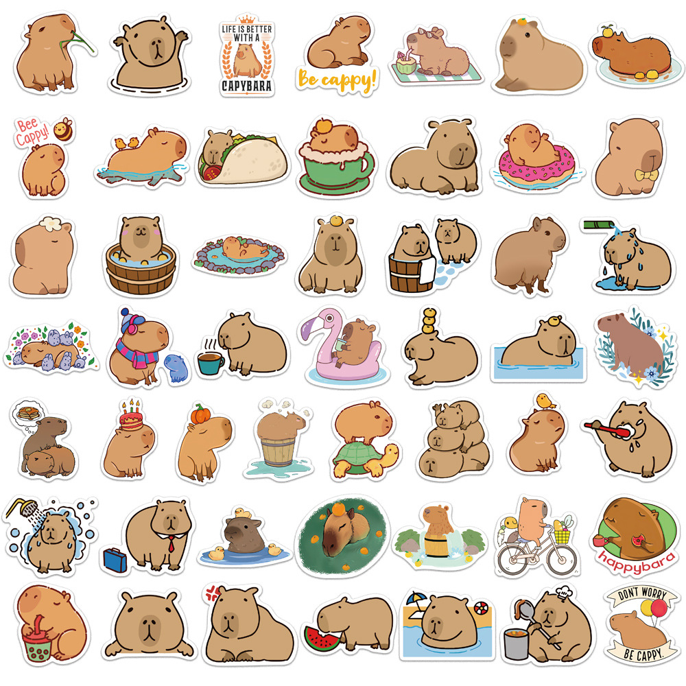 50 pçs dos desenhos animados capivara graffiti adesivos decorativos computador copo bagagem papelaria notebook diy adesivos à prova dwaterproof água