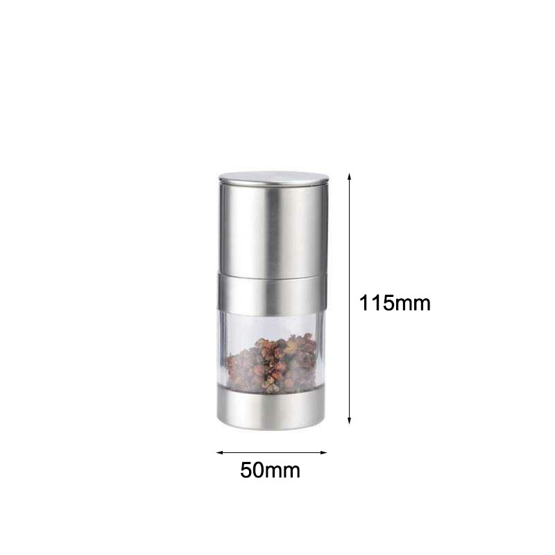 pepper grinder Manual Stainless Steel Thumb Push Salt Pepper Spice Sauce Grinder Mill Herb Spice Grinder Kitchen Accessories: A