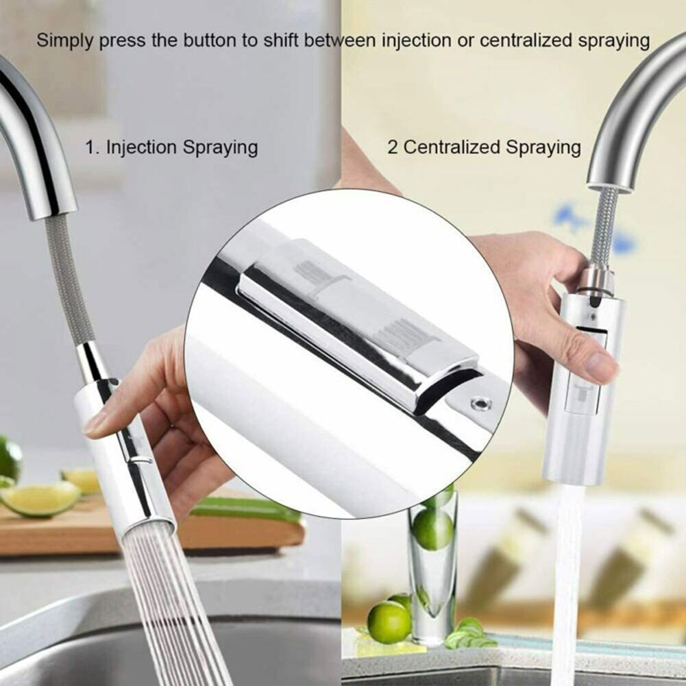 Kitchen Faucet Sprayer Chrome Plating G1/2''Kitchen Sink Pull-out Faucet Nozzle Universal Replacement Head Hose Sprayer