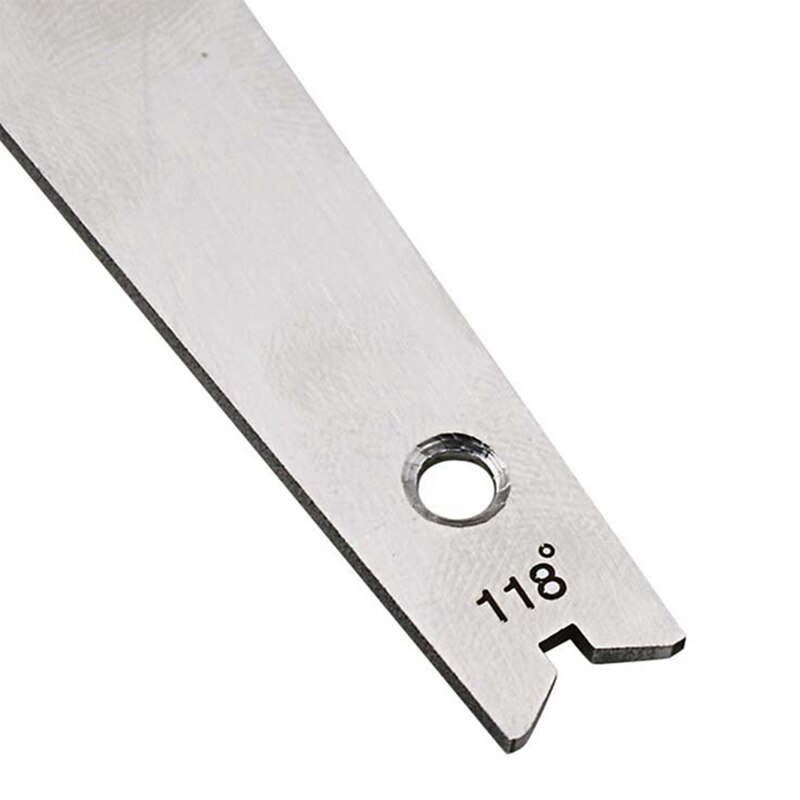 118 Degree Twist Drill Bits Angle Gage Grinding Center Gauge Sharpening Tools Stainless Steel corner Front edge measuring Top