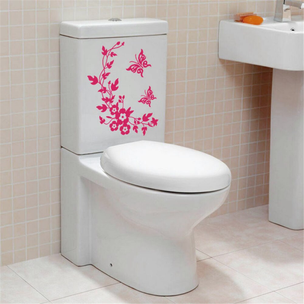 Mariposa flor asiento de inodoro PVC baño extraíble pegatina de pared decoración inteligente